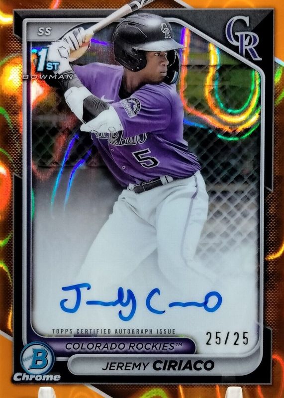 2024 Bowman Chrome #CPA-JC Prospect Auto - Orange Lava Refractor /25 (1st)