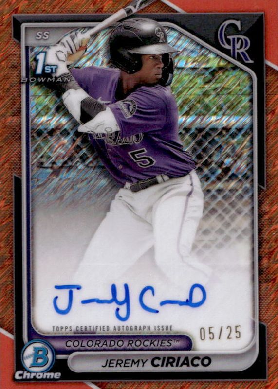 2024 Bowman Chrome #CPA-JC Prospect Auto - Orange Shimmer Refractor /25 (1st)