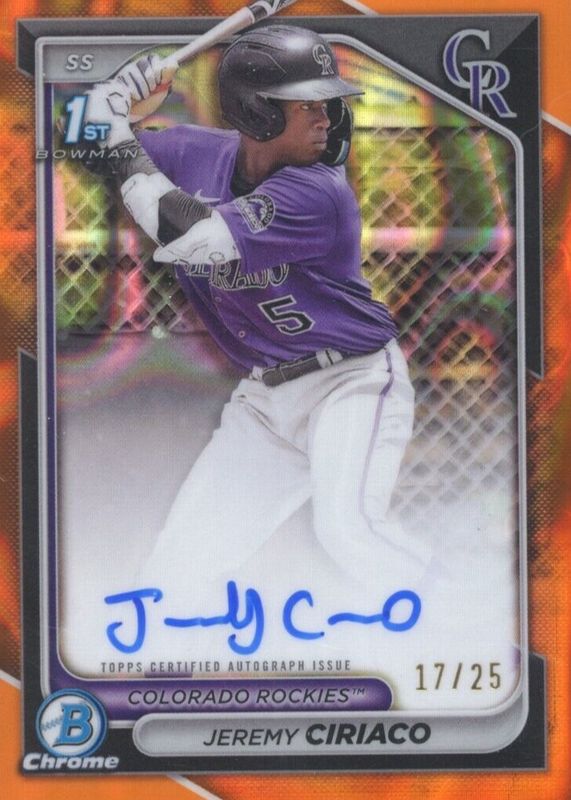 2024 Bowman Chrome #CPA-JC Prospect Auto - Orange Refractor /25 (1st)