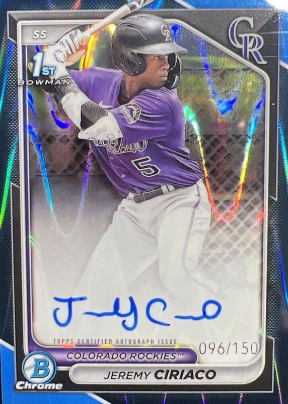 2024 Bowman Chrome #CPA-JC Prospect Auto - Blue RayWave Refractor /150 (1st)