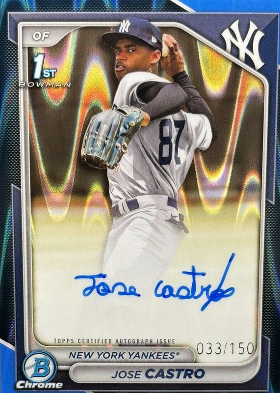 Jose Castro 2024 Bowman Chrome #CPA-JCO Prospect Auto - Blue Refractor /150 (1st) RAW