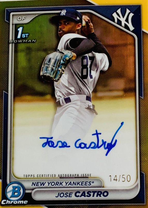 Jose Castro 2024 Bowman Chrome #CPA-JCO Prospect Auto - Gold Refractor /50 (1st) RAW