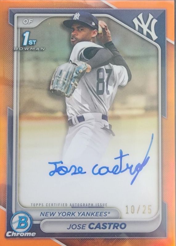Jose Castro 2024 Bowman Chrome #CPA-JCO Prospect Auto - Orange Refractor /25 (1st) RAW