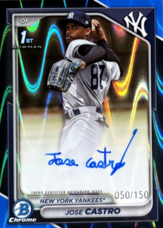 Jose Castro 2024 Bowman Chrome #CPA-JCO Prospect Auto - Blue RayWave Refractor /150 (1st) RAW