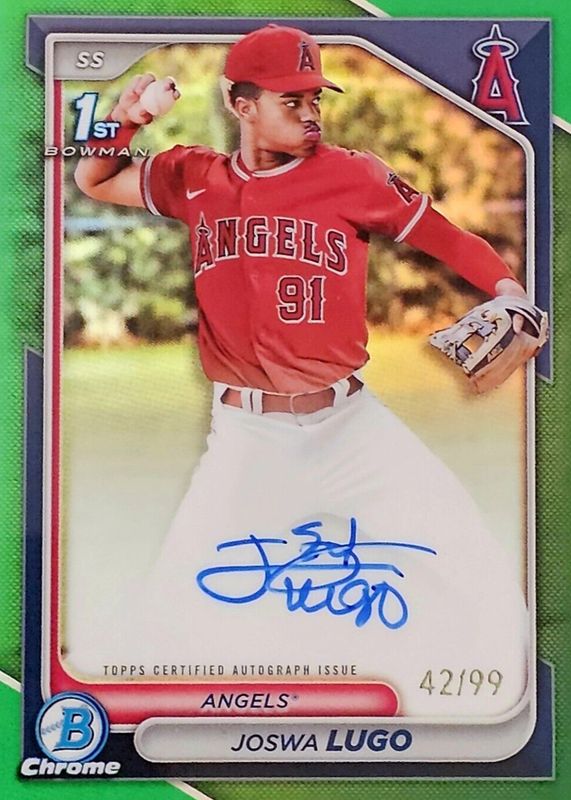 Joswa Lugo 2024 Bowman Chrome #CPA-JL Prospect Auto - Green Refractor /99 (1st) RAW