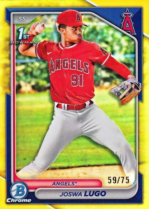 Joswa Lugo 2024 Bowman Chrome #BCP-237 Prospects - Yellow Refractor /75 (1st) PSA 10