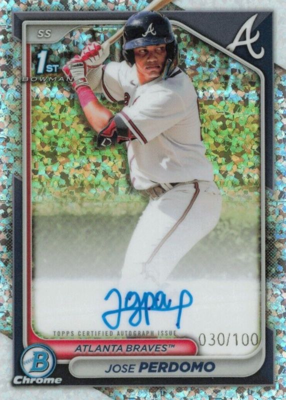 Jose Perdomo 2024 Bowman Chrome #CPA-JP Prospect Auto - Mini-Diamond Refractor /100 (1st) RAW