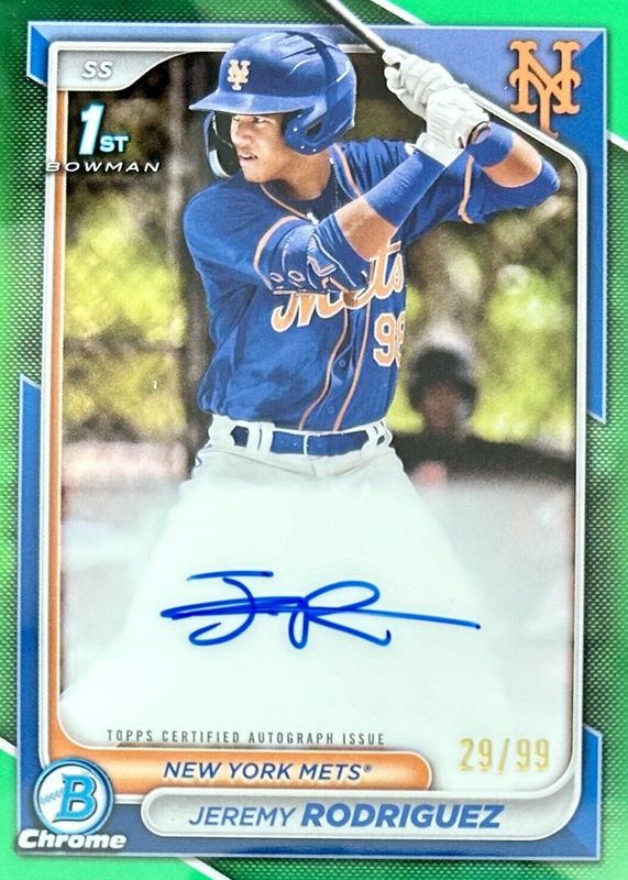 2024 Bowman Chrome #CPA-JRZ Prospect Auto - Green Refractor /99 (1st)