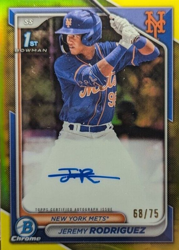 2024 Bowman Chrome #CPA-JRZ Prospect Auto - Yellow Refractor /75 (1st)