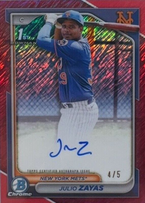 2024 Bowman Chrome #CPA-JZ Prospect Auto - Red Shimmer Refractor /5 (1st)