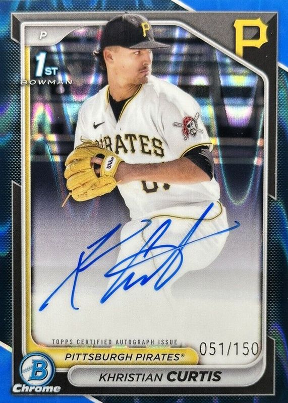 Khristian Curtis 2024 Bowman Chrome #CPA-KC Prospect Auto - Blue Refractor /150 (1st) RAW