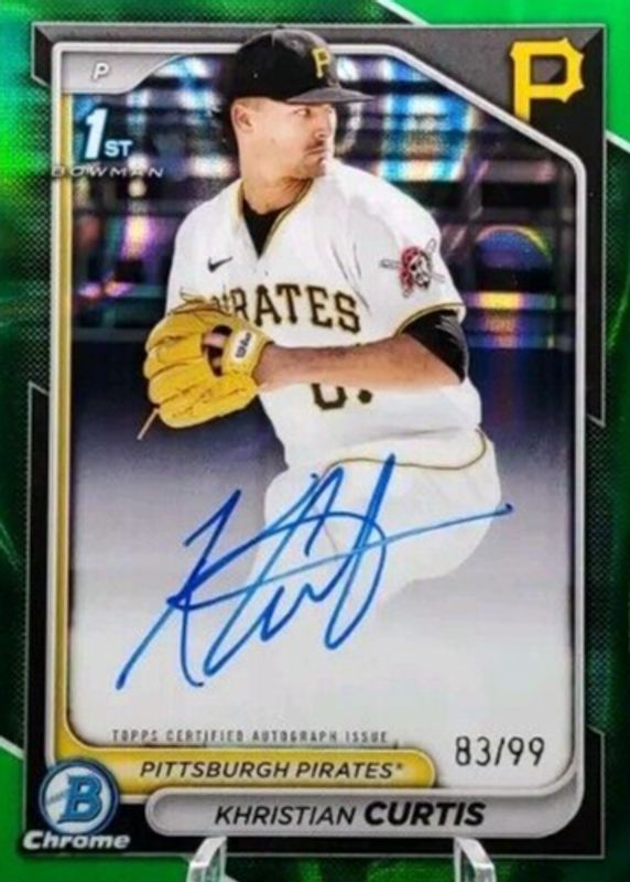 Khristian Curtis 2024 Bowman Chrome #CPA-KC Prospect Auto - Green Lava Refractor /99 (1st) RAW