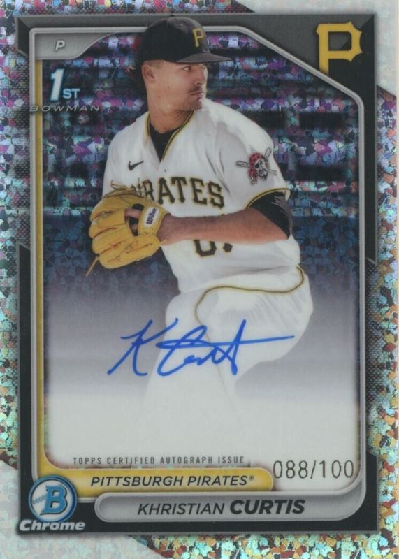 Khristian Curtis 2024 Bowman Chrome #CPA-KC Prospect Auto - Mini-Diamond Refractor /100 (1st) RAW