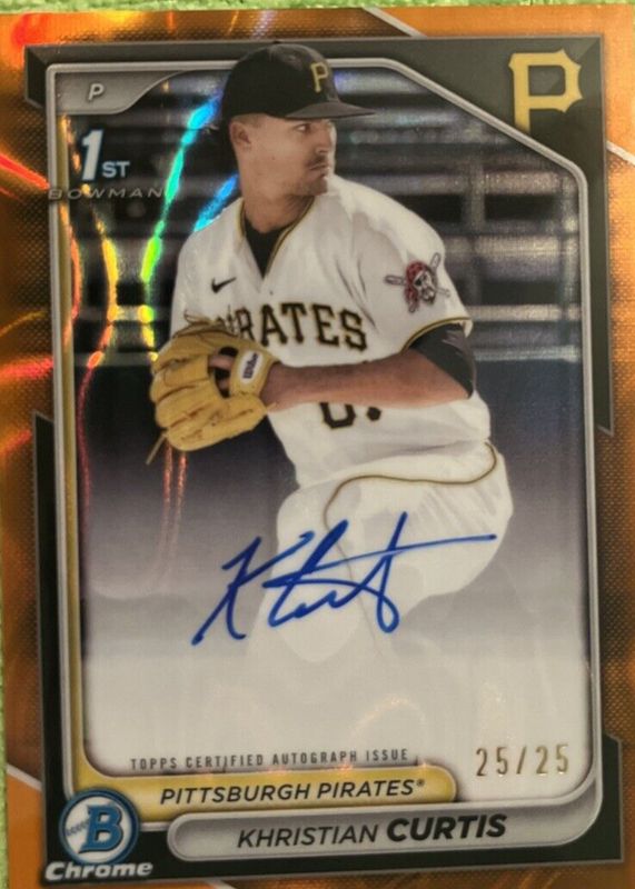 Khristian Curtis 2024 Bowman Chrome #CPA-KC Prospect Auto - Orange Refractor /25 (1st) RAW