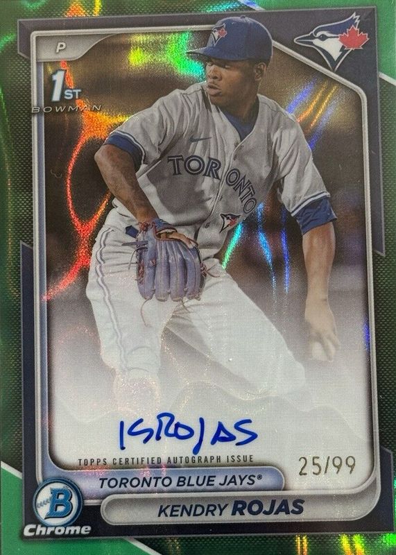 Kendry Rojas 2024 Bowman Chrome #CPA-KR Prospect Auto - Green Lava Refractor /99 (1st) RAW