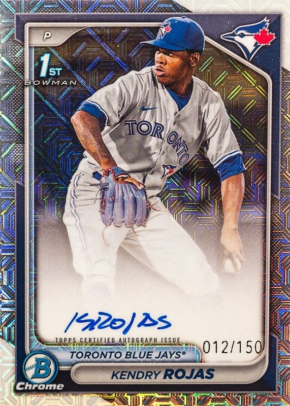 Kendry Rojas 2024 Bowman Chrome #CPA-KR Prospect Auto - HTA Choice Refractor /150 (1st) RAW