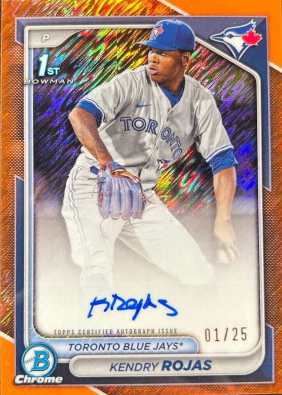 Kendry Rojas 2024 Bowman Chrome #CPA-KR Prospect Auto - Orange Shimmer Refractor /25 (1st) RAW