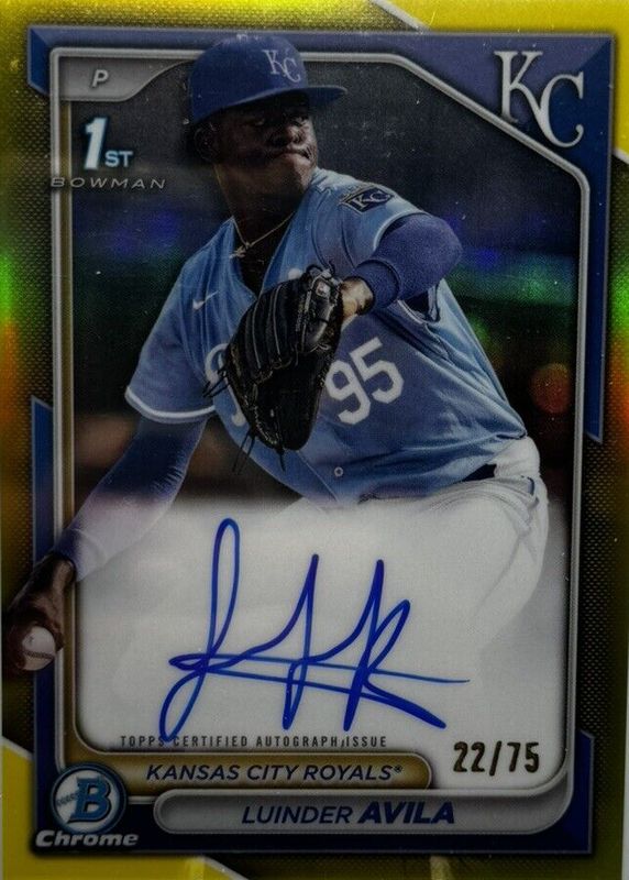 Luinder Avila 2024 Bowman Chrome #CPA-LAA Prospect Auto - Yellow Refractor /75 (1st) RAW