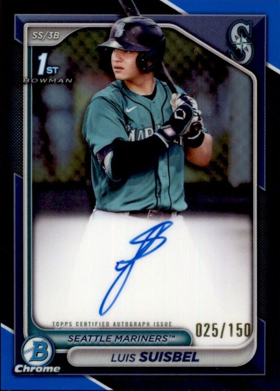 Luis Suisbel 2024 Bowman Chrome #CPA-LS Prospect Auto - Blue Refractor /150 (1st) RAW