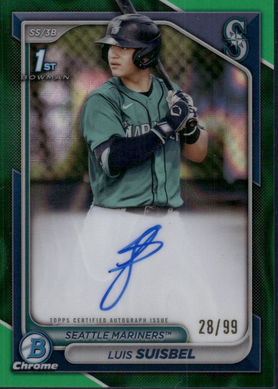 Luis Suisbel 2024 Bowman Chrome #CPA-LS Prospect Auto - Green Lava Refractor /99 (1st) RAW