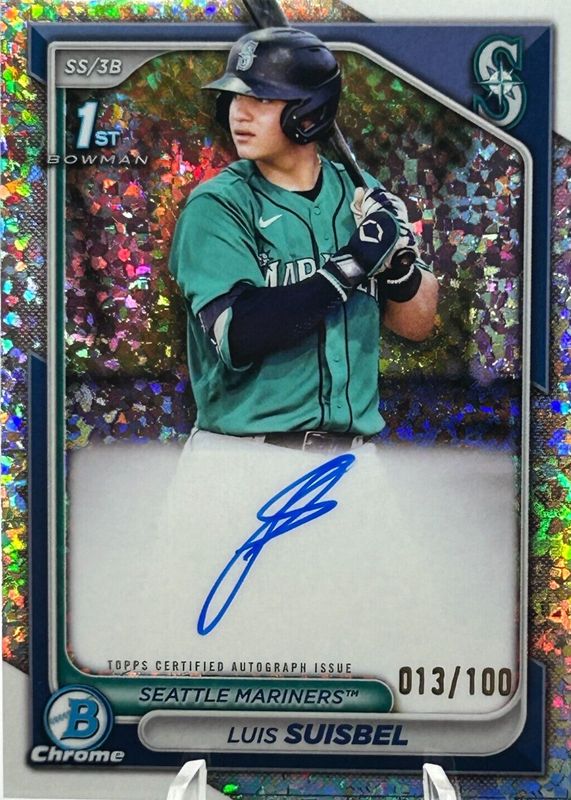 Luis Suisbel 2024 Bowman Chrome #CPA-LS Prospect Auto - Mini-Diamond Refractor /100 (1st) RAW