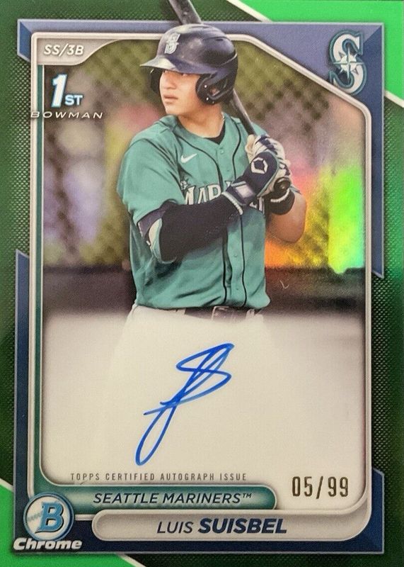 Luis Suisbel 2024 Bowman Chrome #CPA-LS Prospect Auto - Green Refractor /99 (1st) RAW