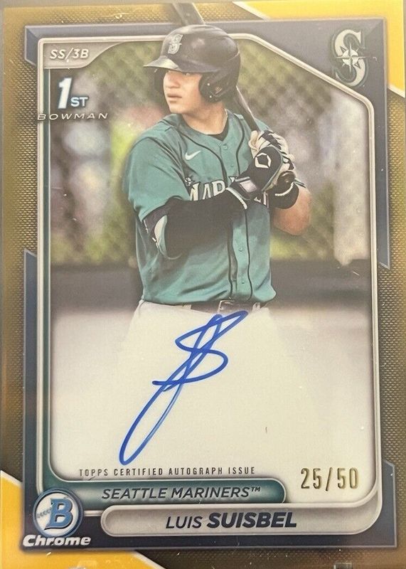 Luis Suisbel 2024 Bowman Chrome #CPA-LS Prospect Auto - Gold Refractor /50 (1st) RAW