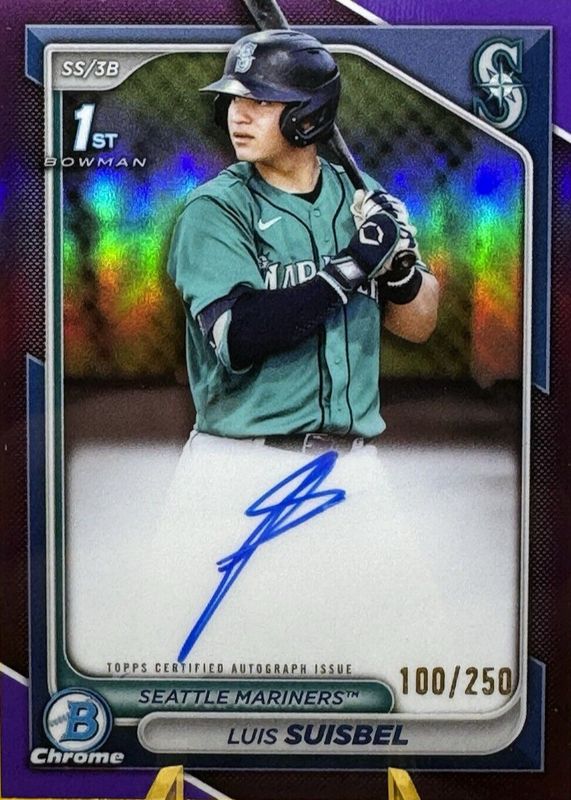 Luis Suisbel 2024 Bowman Chrome #CPA-LS Prospect Auto - Purple Refractor /250 (1st) RAW