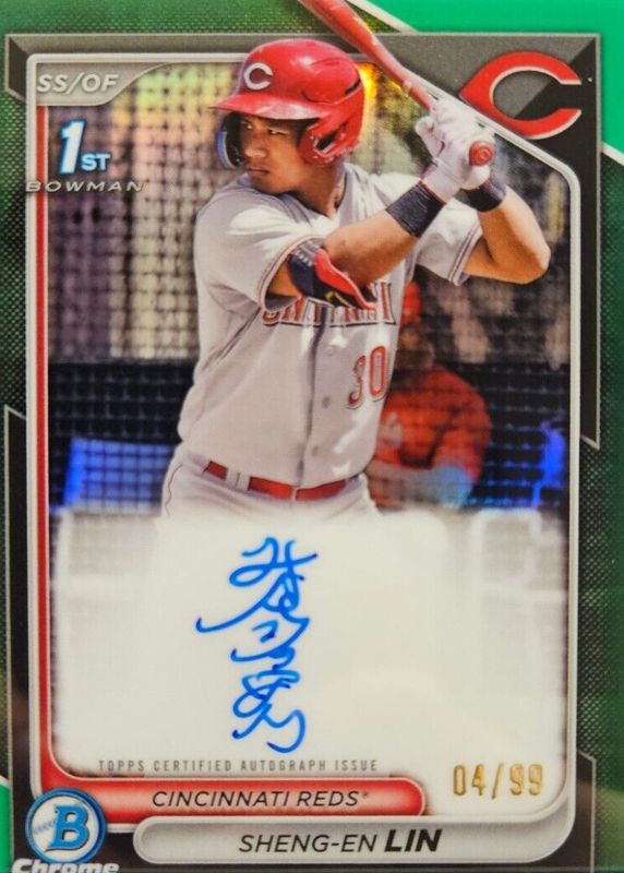 Sheng-En Lin 2024 Bowman Chrome #CPA-LSH Prospect Auto - Green Lava Refractor /99 (1st) RAW