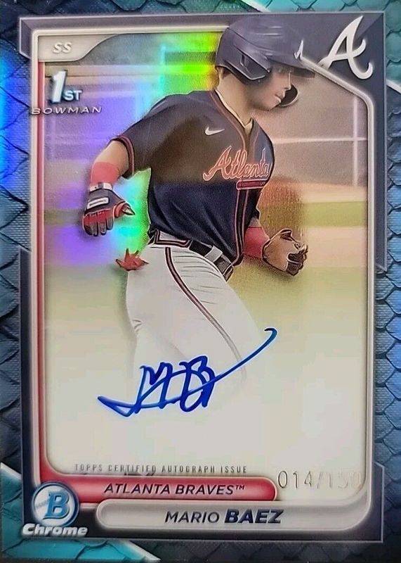 Mario Baez 2024 Bowman Chrome #CPA-MB Prospect Auto - Reptilian Blue Refractor /150 (1st) RAW