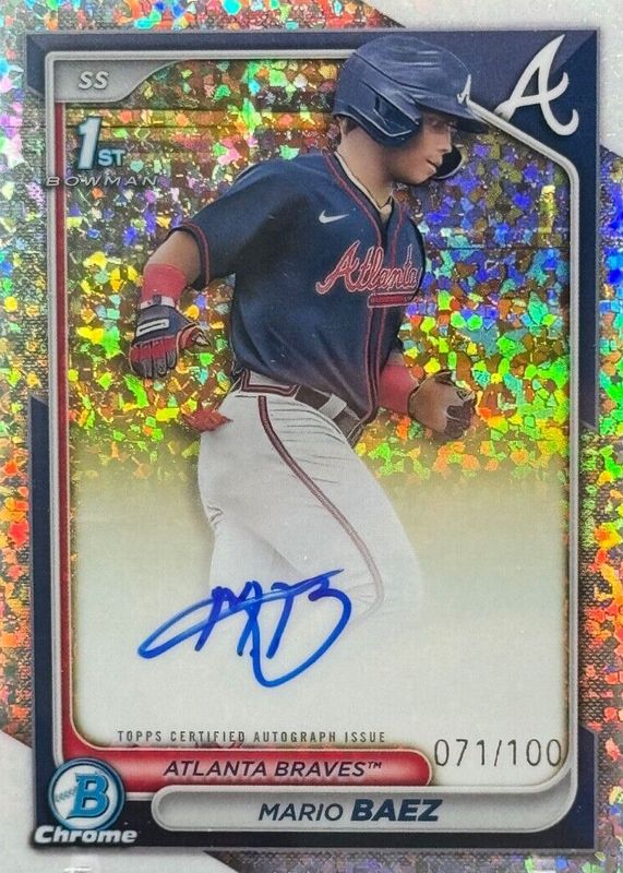 Mario Baez 2024 Bowman Chrome #CPA-MB Prospect Auto - Mini-Diamond Refractor /100 (1st) RAW