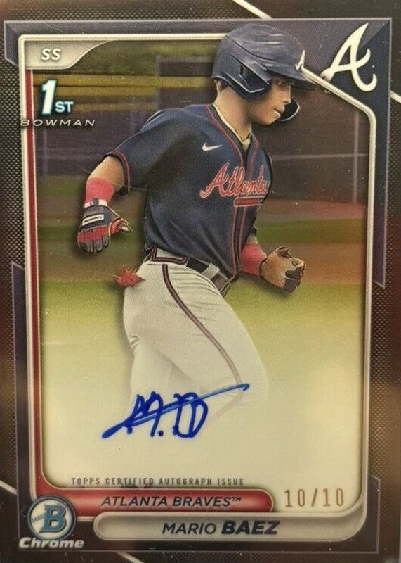 Mario Baez 2024 Bowman Chrome #CPA-MB Prospect Auto - Black Refractor /10 (1st) RAW