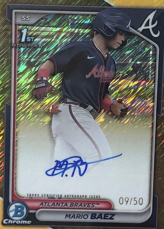 Mario Baez 2024 Bowman Chrome #CPA-MB Prospect Auto - Gold Shimmer Refractor /50 (1st) RAW