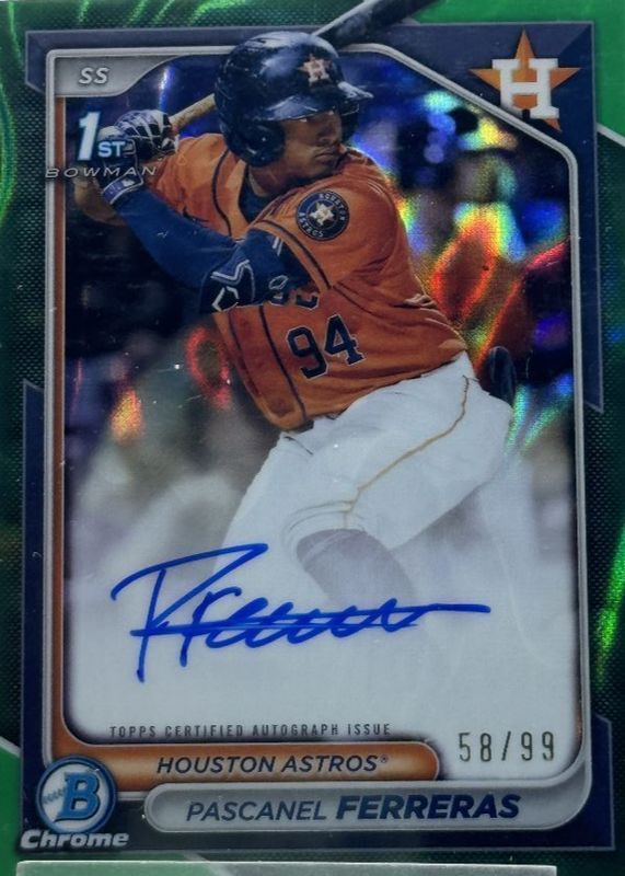 Pascanel Ferreras 2024 Bowman Chrome #CPA-PF Prospect Auto - Green Lava Refractor /99 (1st) RAW