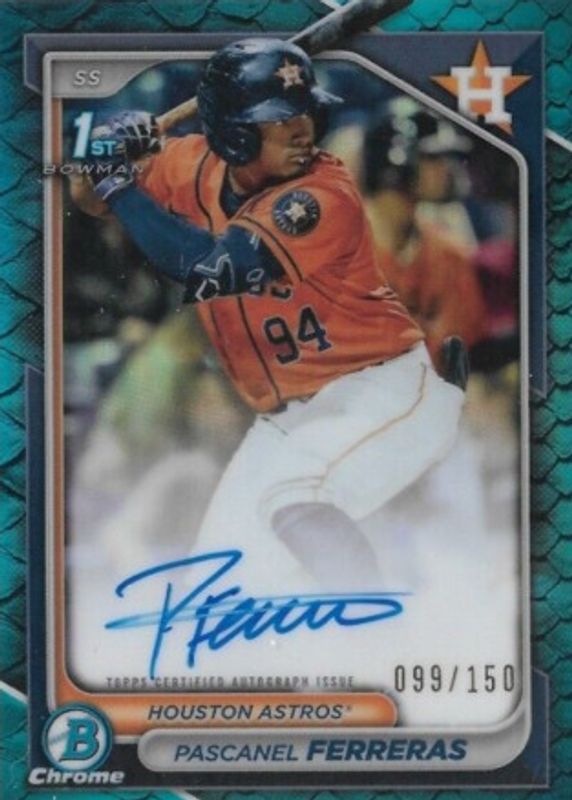 Pascanel Ferreras 2024 Bowman Chrome #CPA-PF Prospect Auto - Reptilian Blue Refractor /150 (1st) RAW