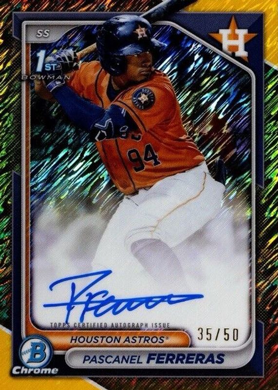 Pascanel Ferreras 2024 Bowman Chrome #CPA-PF Prospect Auto - Gold Shimmer Refractor /50 (1st) RAW