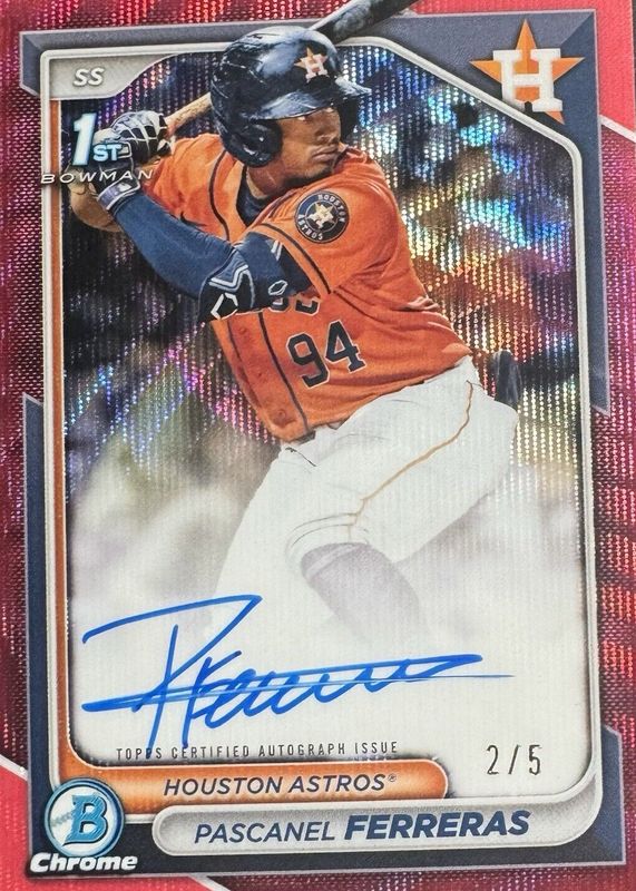 Pascanel Ferreras 2024 Bowman Chrome #CPA-PF Prospect Auto - Red Wave Refractor /5 (1st) RAW