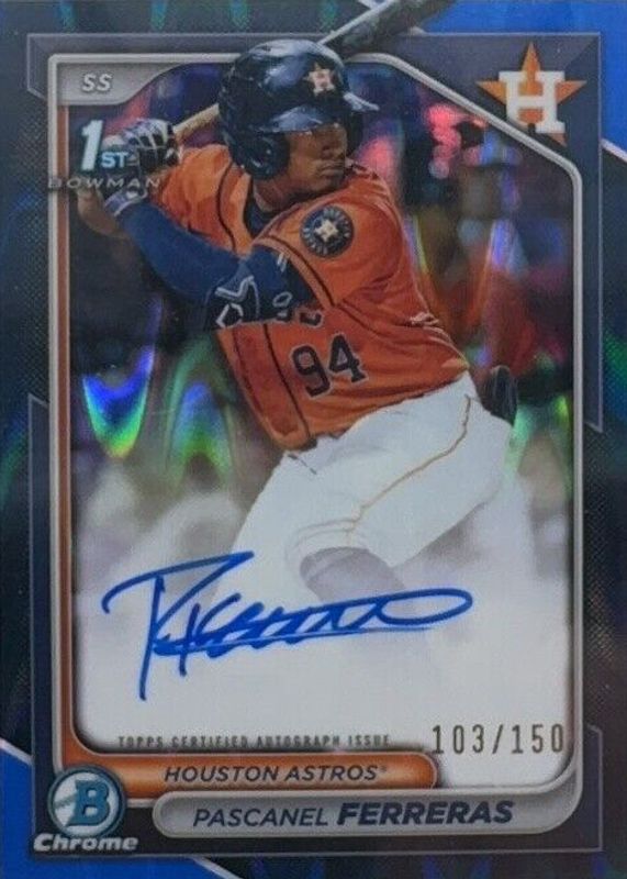 Pascanel Ferreras 2024 Bowman Chrome #CPA-PF Prospect Auto - Blue RayWave Refractor /150 (1st) RAW