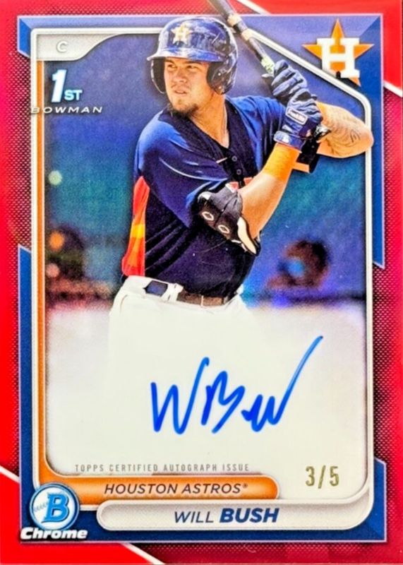 Will Bush 2024 Bowman Chrome #CPA-WB Prospect Auto - Red Refractor /5 (1st) RAW