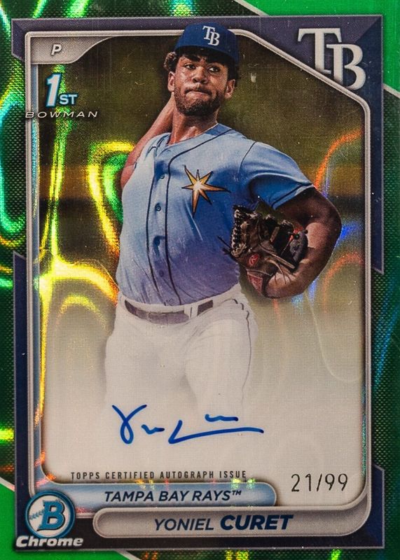 Yoniel Curet 2024 Bowman Chrome #CPA-YCU Prospect Auto - Green Lava Refractor /99 (1st) RAW