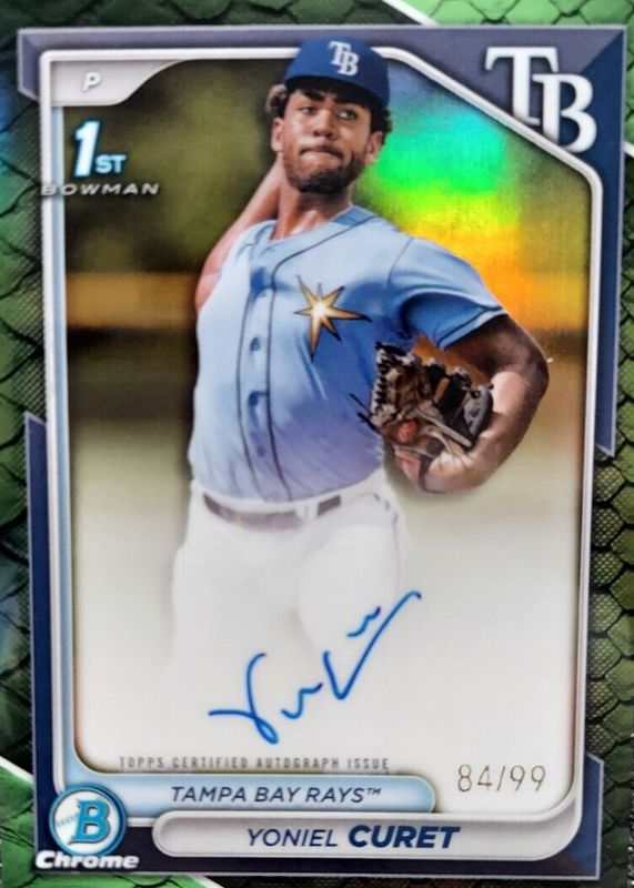 Yoniel Curet 2024 Bowman Chrome #CPA-YCU Prospect Auto - Reptilian Green Refractor /99 (1st) RAW