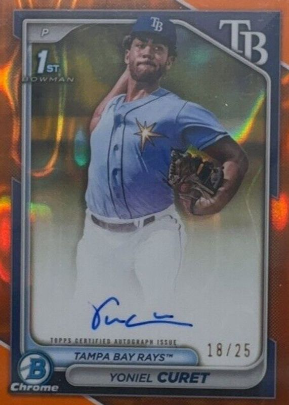 Yoniel Curet 2024 Bowman Chrome #CPA-YCU Prospect Auto - Orange Lava Refractor /25 (1st) RAW