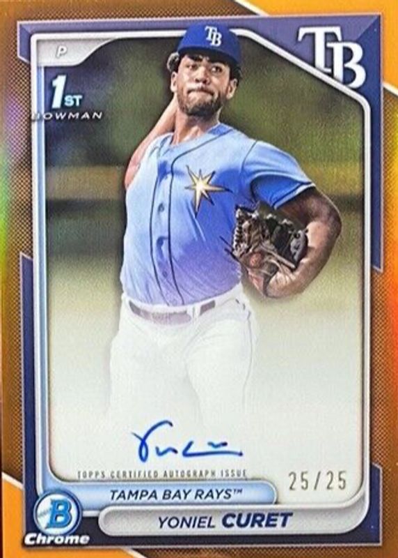 Yoniel Curet 2024 Bowman Chrome #CPA-YCU Prospect Auto - Orange Refractor /25 (1st) RAW