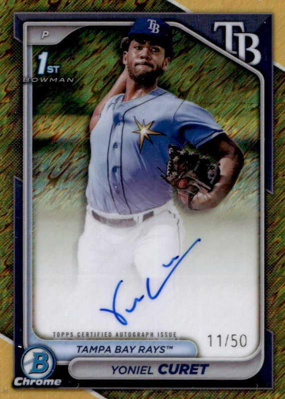 Yoniel Curet 2024 Bowman Chrome #CPA-YCU Prospect Auto - Gold Shimmer Refractor /50 (1st) RAW