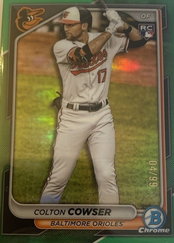 Colton Cowser 2024 Bowman Chrome #33 Green Refractor /99 Rookie SGC 9.5