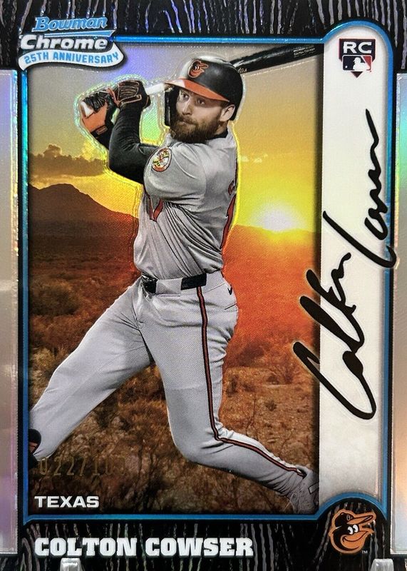 Colton Cowser 2024 Bowman Chrome #BI25-8 1999 Bowman Chrome 25th Anniversary - International Refractor /100 Rookie RAW