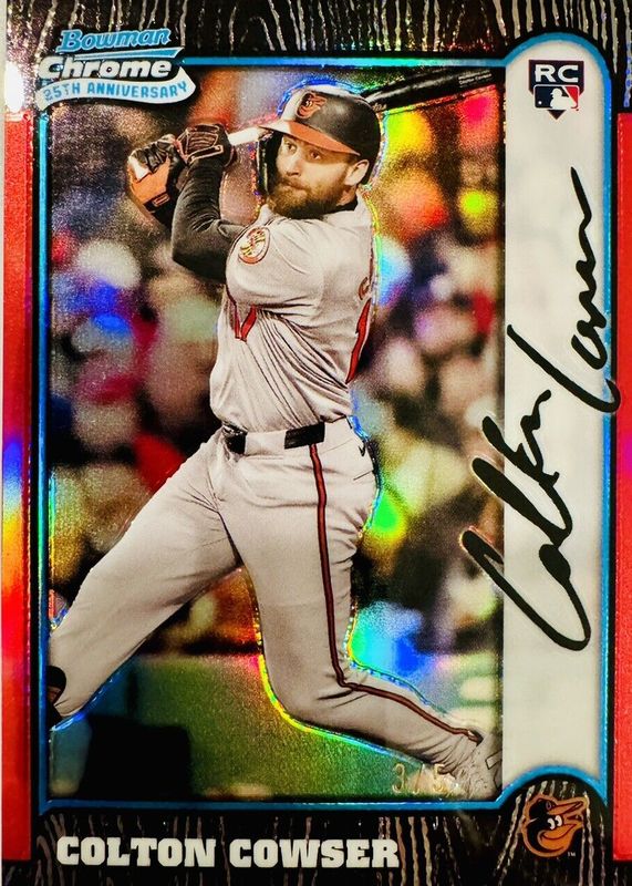 Colton Cowser 2024 Bowman Chrome #BC25-8 1999 Bowman Chrome 25th Anniversary - Red Refractor /5 Rookie RAW