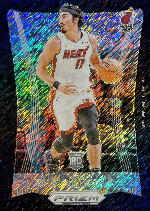 Jaime Jaquez Jr. 2023 Prizm Deca #129 Black Shimmer /1 Rookie PSA 10