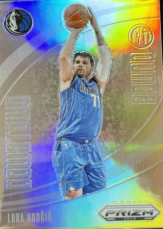 Luka Doncic 2023 Prizm Deca #13 Downtown Bound - Silver PSA 10