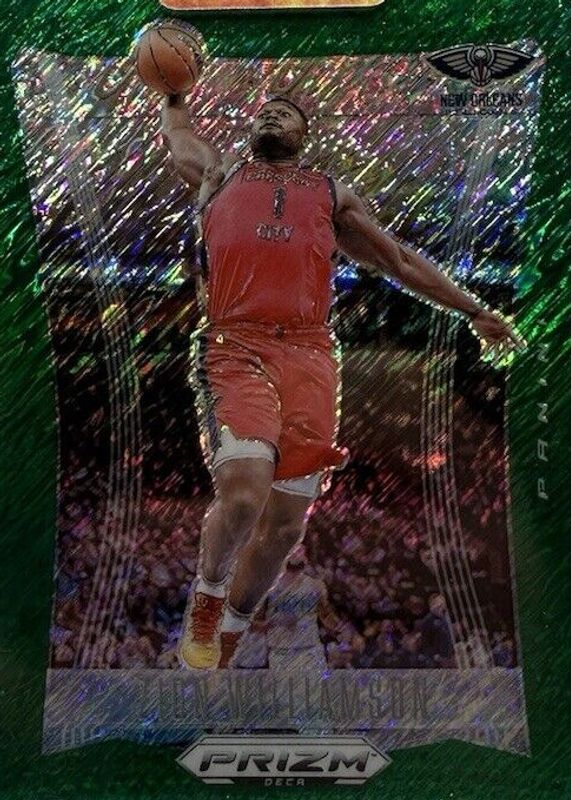 Zion Williamson 2023 Prizm Deca #14 FOTL Green Shimmer /12 RAW